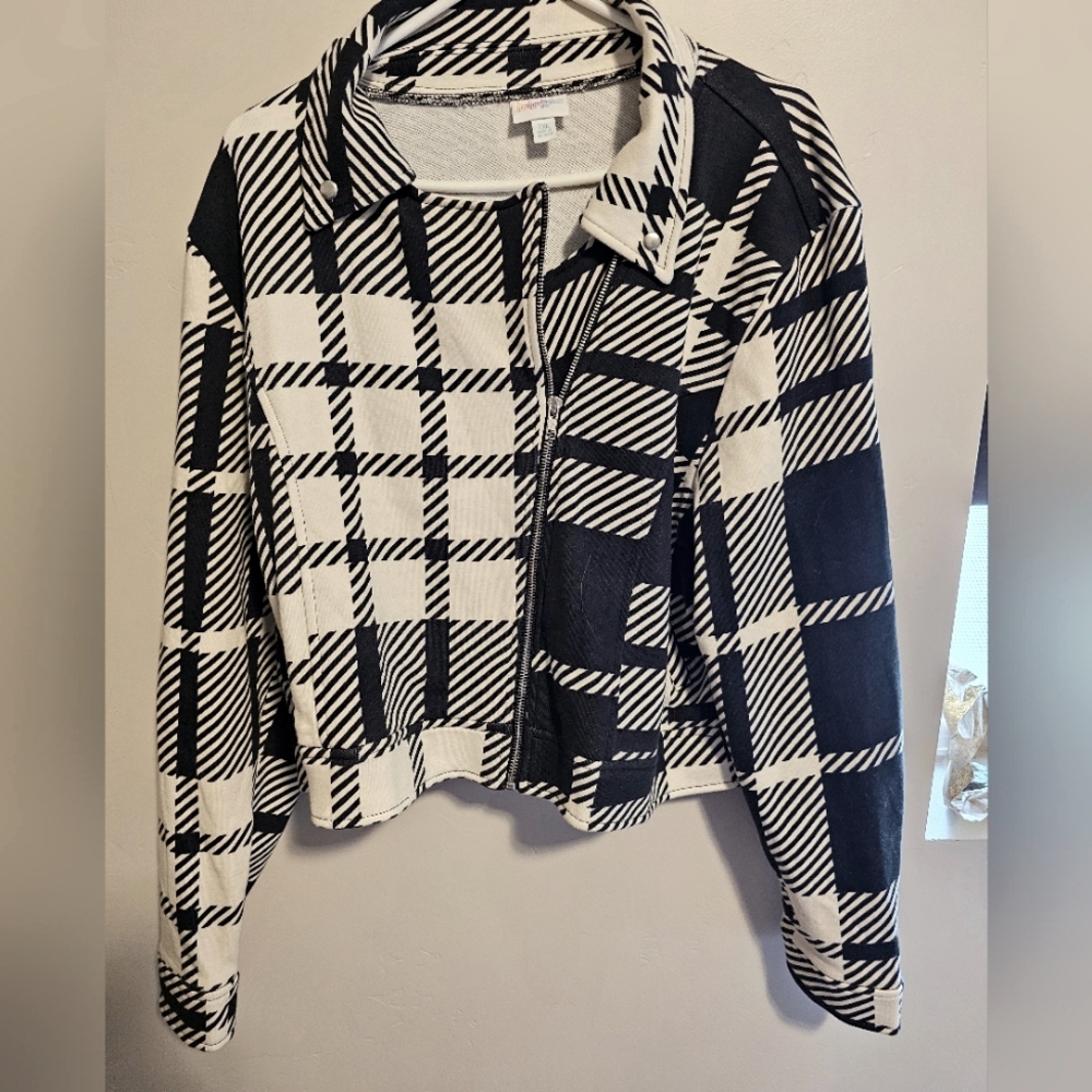 Black and white bomber jacket.